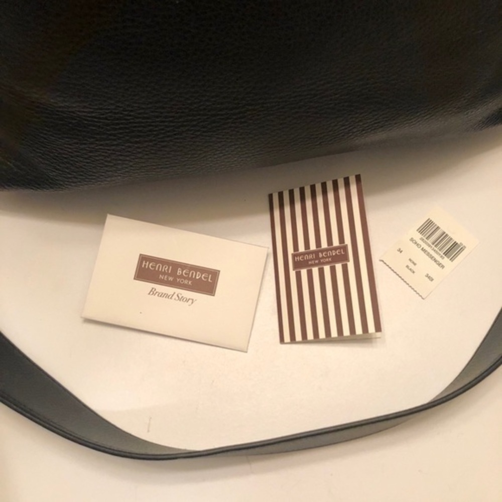 Henri bendel black leather soho messenger bag tags - Picture 9 of 16